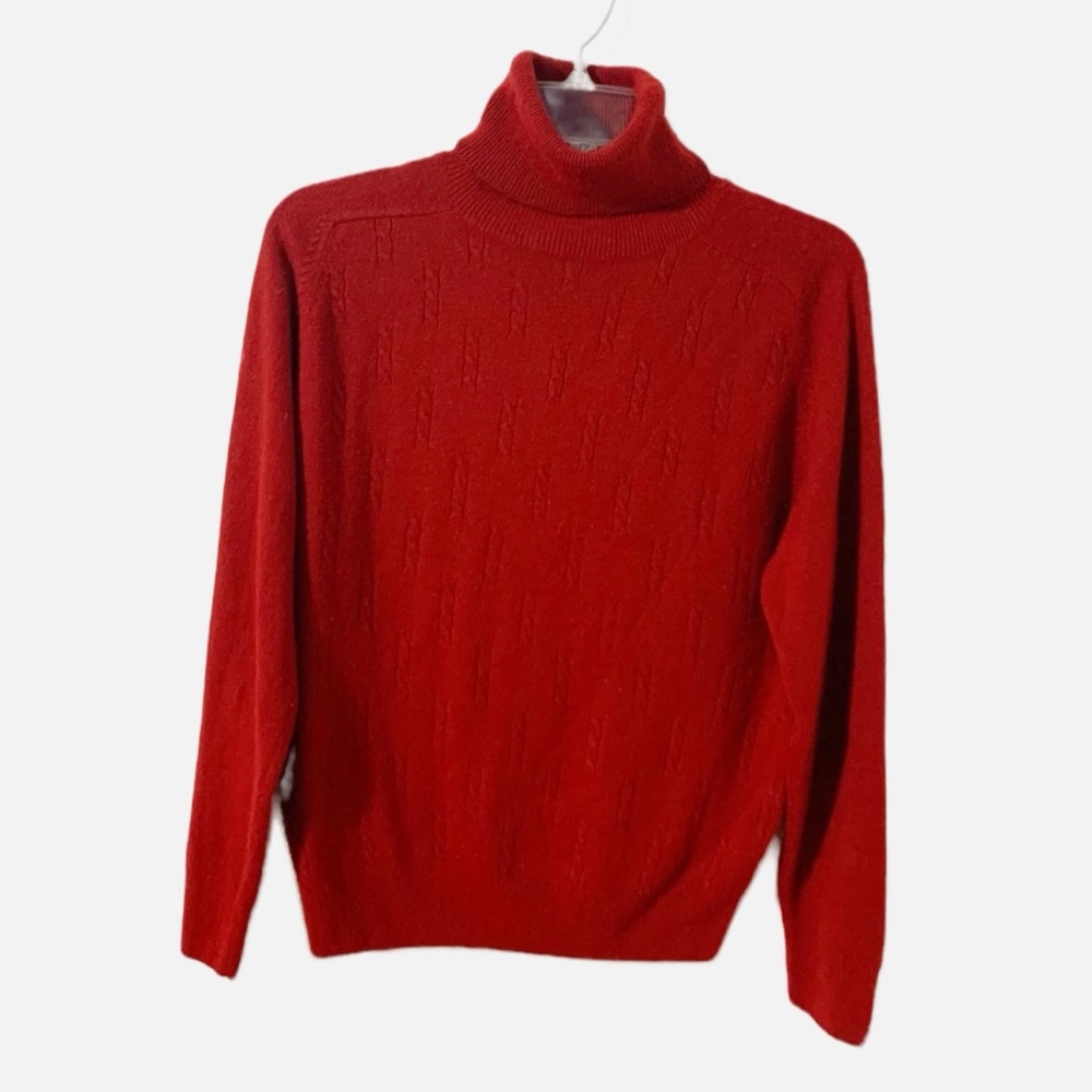 Vintage Casual Corner Red 🟥 Small Cable Knit Detailed Front Turtleneck Sweater
